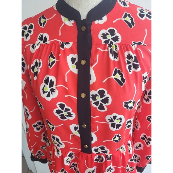 Juicy Couture Casual Floral Long Sleeves Mini Red Dress Size 2 - Picture 4 of 9